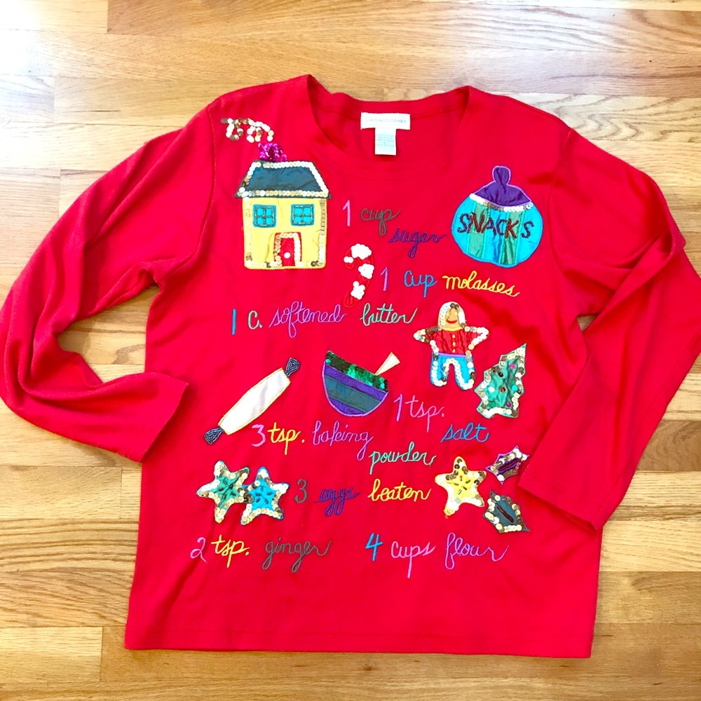 Casual Corner ugly Christmas sequined top vintage